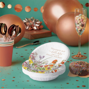 Colourful Wild Flowers Goodbye Miss Bridal Shower Paper Plate