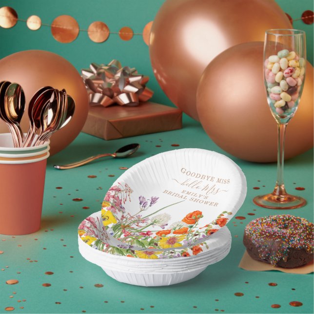 Colourful Wild Flowers Goodbye Miss Bridal Shower Paper Plate (Multi)