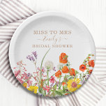 Colourful Wild Flowers Miss To Mrs Bridal Shower Paper Plate<br><div class="desc">Colourful Wild Flowers Country Wedding Miss To Mrs Bridal Shower Paper Party Plates features pretty country flowers in orange, yellow, purple and pink on a white background with your custom information. Perfect for your special Hen's Party, Bachelorette Party, Bridal Shower, Pamper Party, Bachelorette Weekend and wedding celebration with modern botanical...</div>
