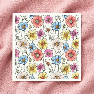 Colourful wild flowers napkin