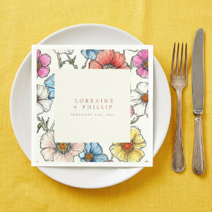 Colourful wild flowers wedding napkin