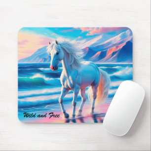 Colourful wild horses mustang coastal landscape mouse mat