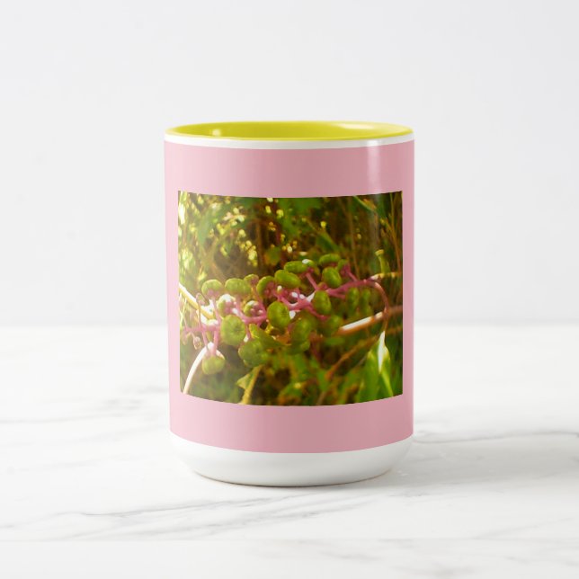 Colourful Wild Ink Berries Ink Bloom Two-Tone Coffee Mug (Center)