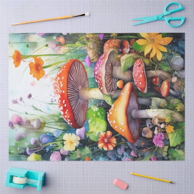 Colourful Wild MushroomsTissue Paper (Craft)