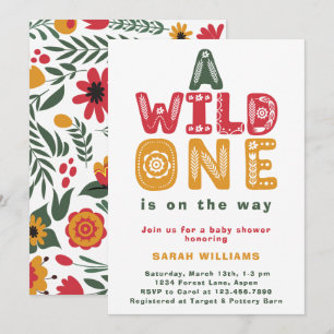 Colourful Wild One Folk Art Boy Baby Shower Invitation