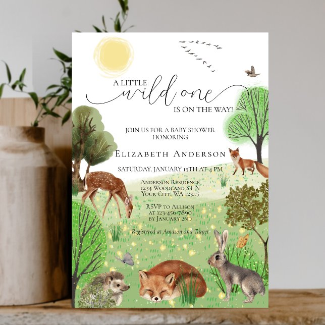 Colourful Wild One Woodland Animals Baby Shower Invitation (Creator Uploaded)