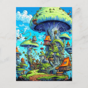 Colourful Wild Psychedelic Mushrooms Dwelling Postcard