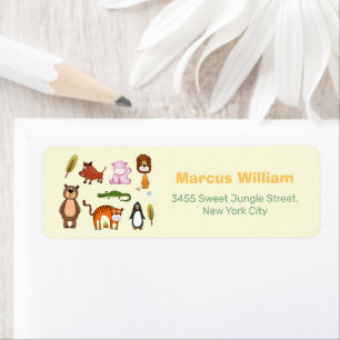Colourful Wild Safari Baby Shower Return Address