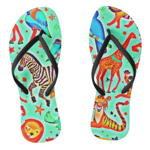 Colourful Wild Wonder Animal Kingdom Flip Flops