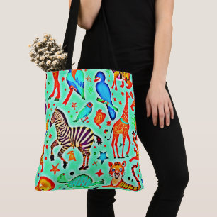 Colourful Wild Wonder Animal Kingdom Tote Bag