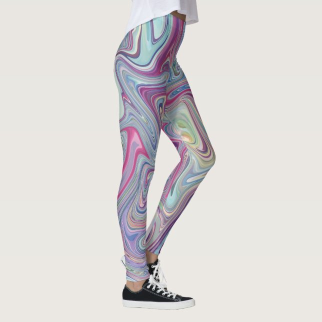 Colourful Wilde Marble Swirls Leggings (Right)