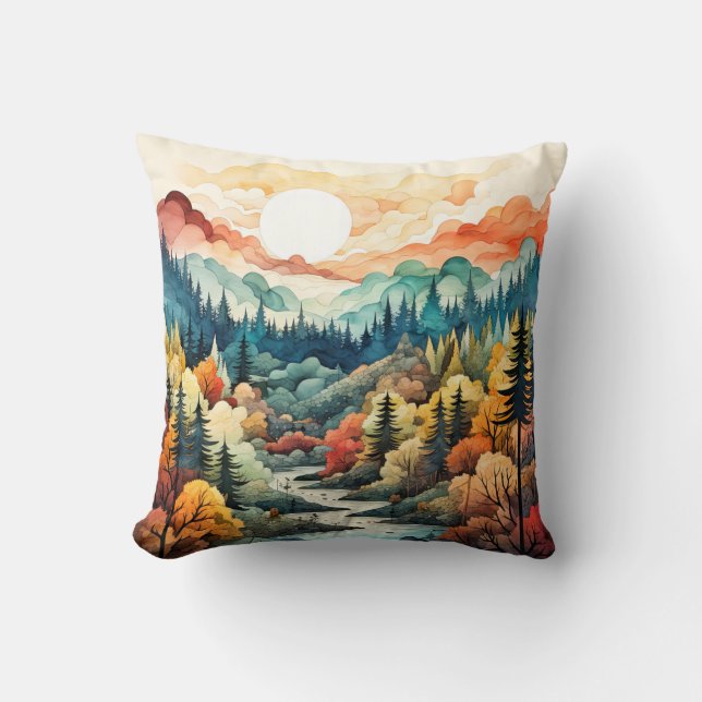 Colourful Wilderness In Autumn Landscape Cushion (Front)