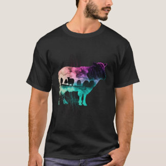 Colourful Wilderness Nature Sheep Reflection T-Shirt