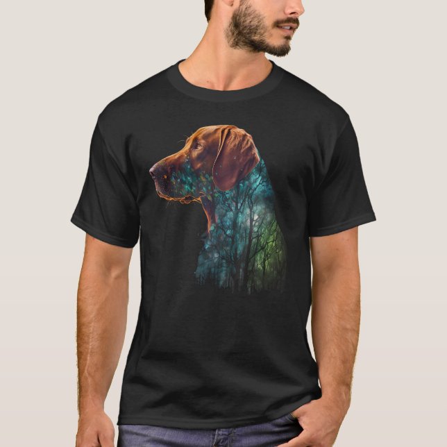 Colourful Wilderness Nature Vizsla Reflection T-Shirt (Front)