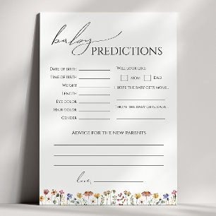Colourful Wildflow Baby Shower Predictions Card
