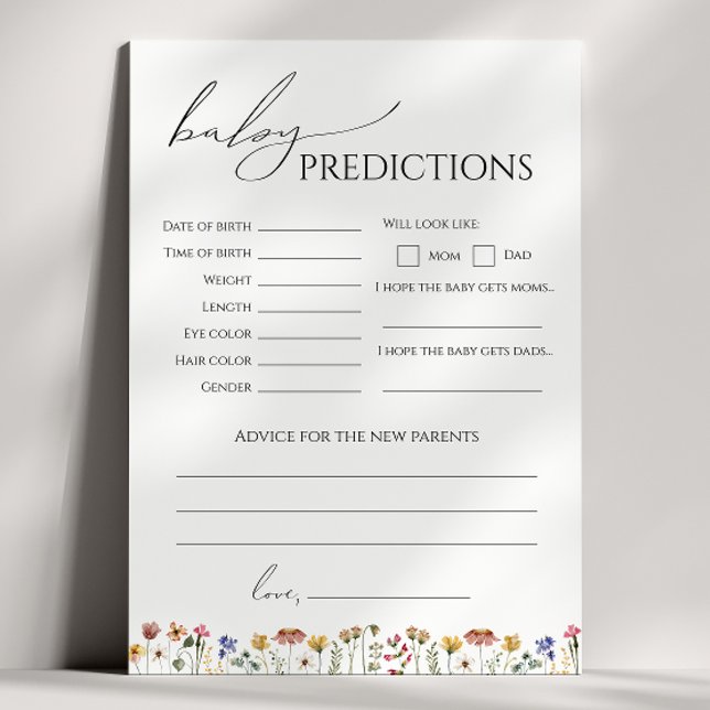 Colourful Wildflow Baby Shower Predictions Card (Creator Uploaded)