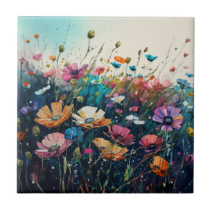 Colourful Wildflower Artwork Tile