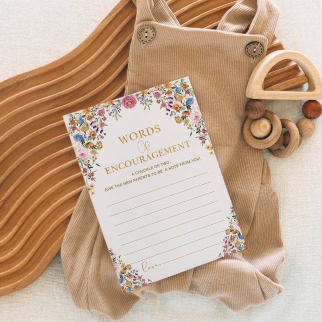 Colourful Wildflower Baby Advice & Wishes Game Car Invitation (Creator Uploaded)