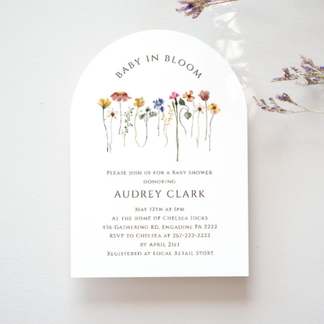 Colourful Wildflower Baby in Bloom Baby Shower Arc Invitation (Creator Uploaded)