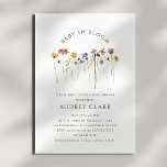 Colourful Wildflower Baby in Bloom Baby Shower Invitation<br><div class="desc">This colourful wildflower baby in bloom baby shower invitation is perfect for your simple, whimsical, boho rainbow summer celebration. The bright, enchanted pink, yellow, orange, and gold colour florals give this product the feel of a minimalist, elegant, vintage hippie spring garden. The modern design is artsy and delicate, portraying a...</div>