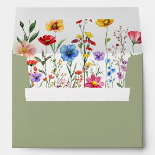 Colourful Wildflower Baby in Bloom Sage Green  Envelope