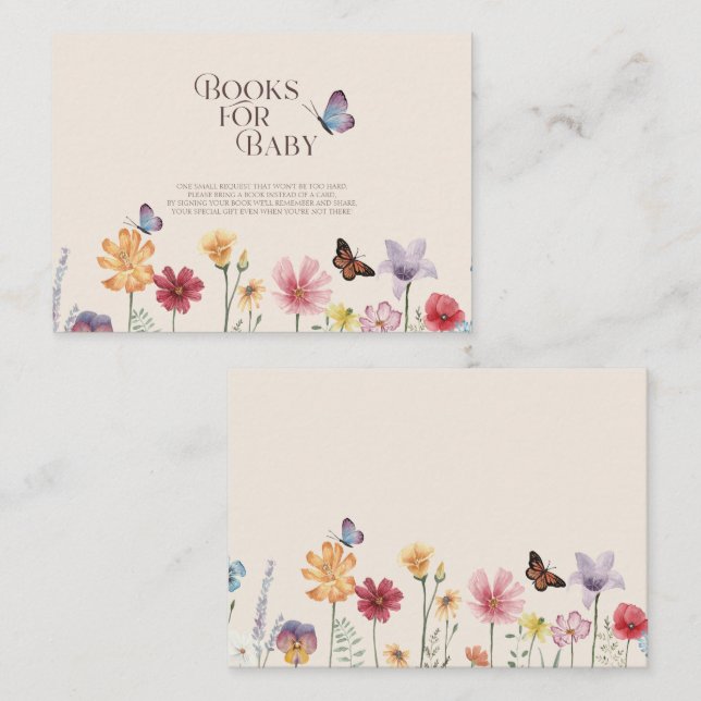 Colourful Wildflower Baby Shower Books for Baby Enclosure Card (Front/Back)