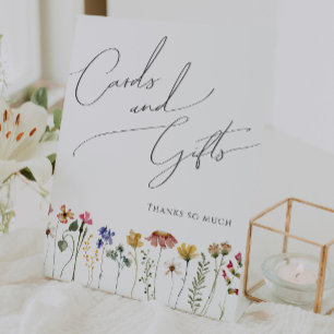 Colourful Wildflower Baby shower Cards and Gifts Pedestal Sign