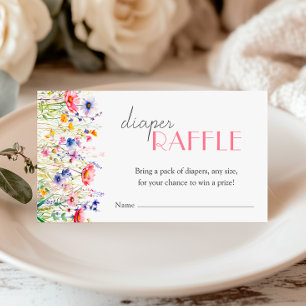 Colourful Wildflower Baby Shower Diaper Raffle Enclosure Card