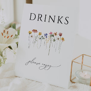 Colourful Wildflower Baby Shower Drinks Pedestal Sign