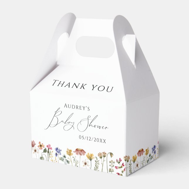 Colourful Wildflower Baby Shower Favour Box (Front Side)