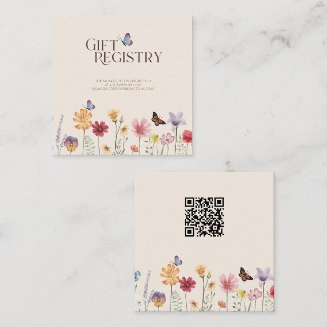 Colourful Wildflower Baby Shower Gift Registry Enclosure Card (Front/Back)