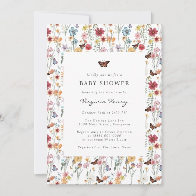 Colourful Wildflower Baby Shower Invitation (Front)