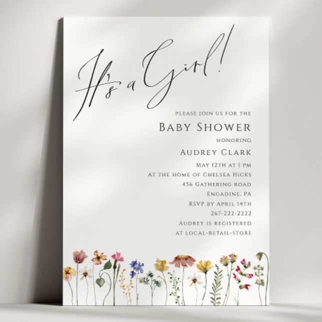 Colourful Wildflower Baby Shower It's a Girl Invitation (Creator Uploaded)