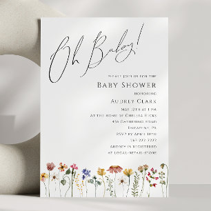 Colourful Wildflower Baby Shower Oh Baby!  Invitation