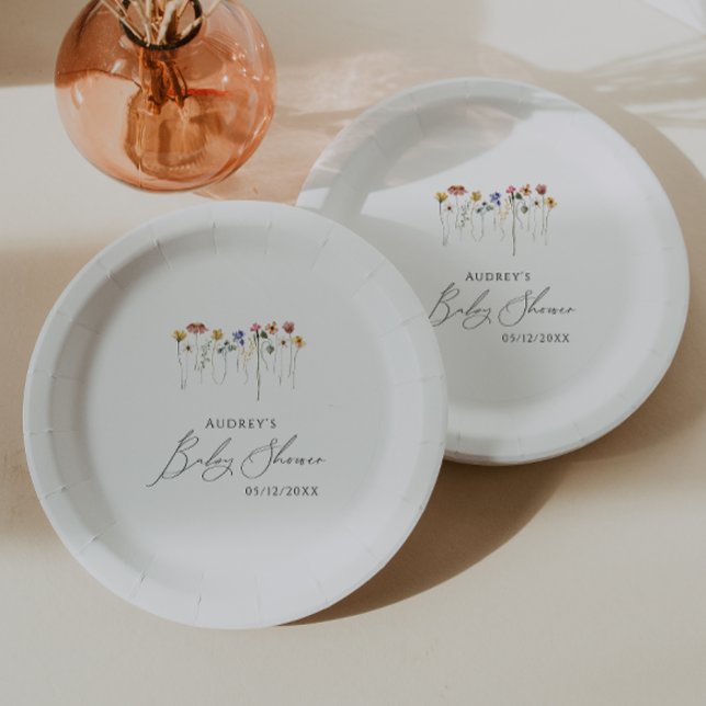 Colourful Wildflower Baby Shower Paper Plate (Creator Uploaded)
