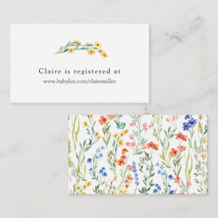 Colourful Wildflower Baby Shower Registry Enclosure Card
