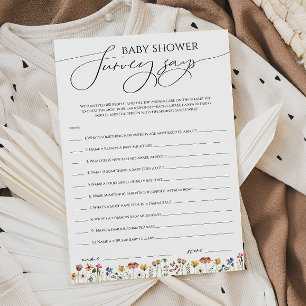 Colourful Wildflower Baby Shower Survey Says Card