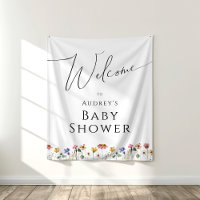 Colourful Wildflower Baby Shower Welcome Backdrop