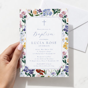 Colourful Wildflower Baptism Invitation for Girl