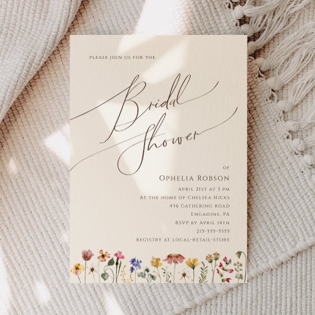 Colourful Wildflower | Beige Bridal Shower Invitation (Creator Uploaded)