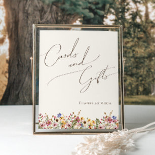 Colourful Wildflower   Beige Cards and Gifts Sign