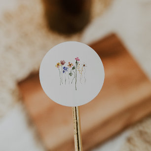 Colourful Wildflower   Beige Envelope Seals