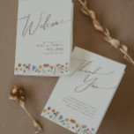 Colourful Wildflower | Beige Folded Wedding Progra Programme<br><div class="desc">This colourful wildflower | beige folded wedding program is perfect for your simple, whimsical boho rainbow summer wedding ceremony. The bright, enchanted pink, yellow, orange, and gold colour florals give this product the feel of a minimalist elegant vintage hippie spring garden. The modern design is artsy and delicate, portraying a...</div>