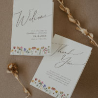 Colourful Wildflower | Beige Folded Wedding Progra