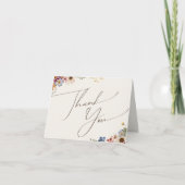 Colourful Wildflower Beige Garden Folded Thank You Card (Front)