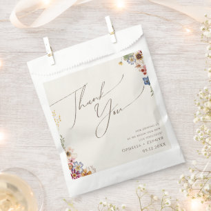 Colourful Wildflower   Beige Garden Thank You Favour Bags