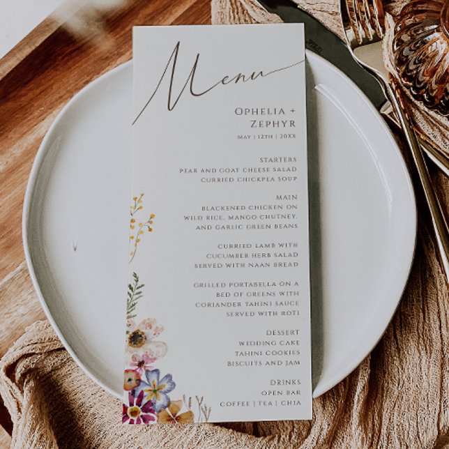 Colourful Wildflower | Beige Garden Wedding Dinner Menu (Creator Uploaded)