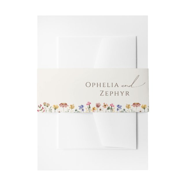 Colourful Wildflower | Beige Invitation Belly Band (Front Example)