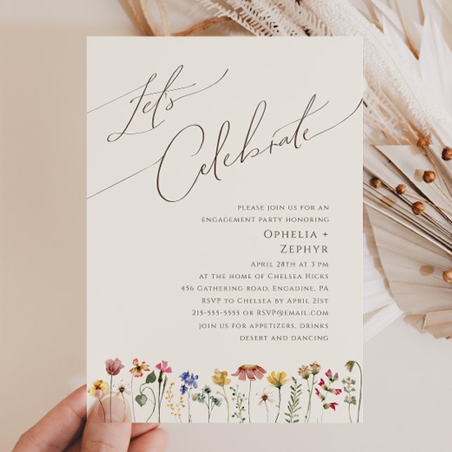 Colourful Wildflower | Beige Let's Celebrate Invitation (Creator Uploaded)