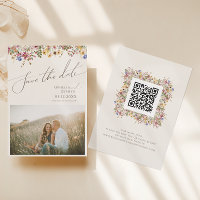 Colourful Wildflower | Beige Meadow Photo QR Code